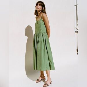 Emma Rothkopf ritual dress cotton poplin English ivy green M medium